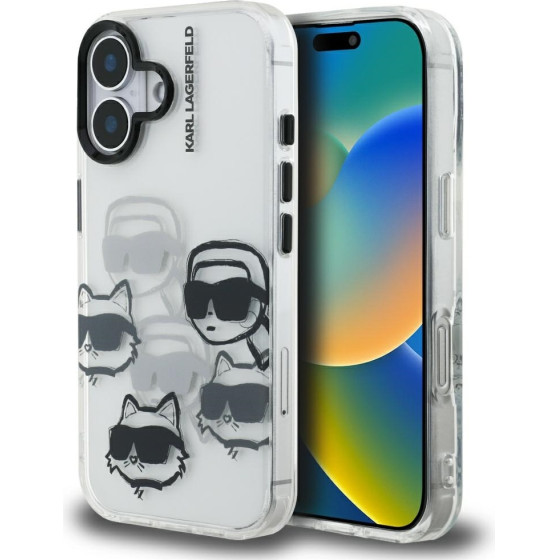 Karl Lagerfeld Case Iml Multi K&C Head Pattern For Iphone 16 Transparent - (KLHCP16SHMCHKCT)