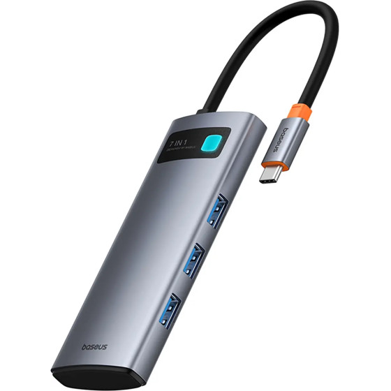 Baseus Metal Gleam 7in1 Hdmi 4K 60Hz USB-C Hub / 3x Usb 3.0 / USB-C Pd / Sd / Microsd - Gray - (B00030708811-01)