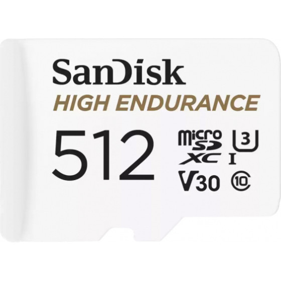 Sandisk Microsdxc Memory Card High Endurance With Adapter, 512Gb, Class 10 / UHS-1 U3 - (SDSQQNR-512G-GN6IA)