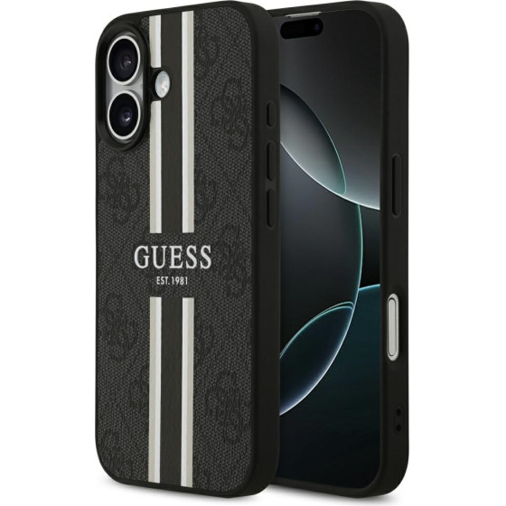 Guess Case 4G Printed Stripes Magsafe For Iphone 17 Black - (GUHMP17SP4RPSK)