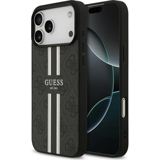 Guess Case 4G Printed Stripes Magsafe For Iphone 17 Pro Max Black - (GUHMP17XP4RPSK)