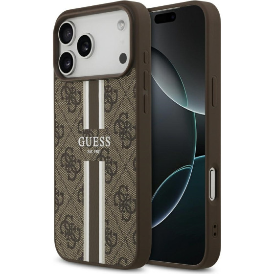 Guess Case 4G Printed Stripes Magsafe For Iphone 17 Pro Max Brown - (GUHMP17XP4RPSW)