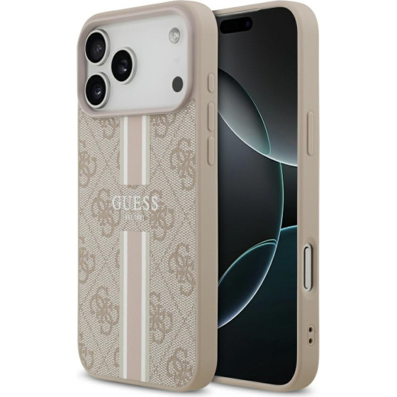Guess Case 4G Printed Stripes Magsafe For Iphone 17 Pro Max Pink - (GUHMP17XP4RPSP)