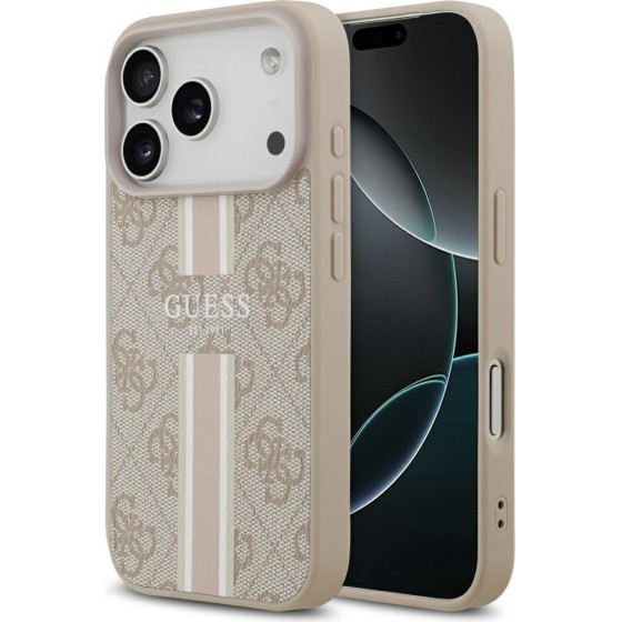 Guess Case 4G Printed Stripes Magsafe For Iphone 17 Pro Pink - (GUHMP17LP4RPSP)