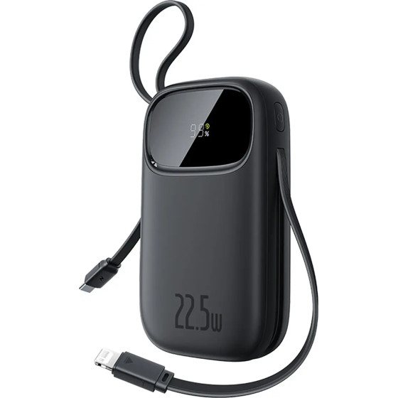Baseus Enerfill FC31 20000mAh 22.5W Powerbank With Digital Display And 2 Built-In Cables (USB-C + Lightning) - Black - (P10082107123-00)