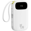 Baseus Enerfill FC31 20000mAh 45W Powerbank With Digital Display And 2 Built-In Cables (USB-C + Lightning) - White - (E0028D01)