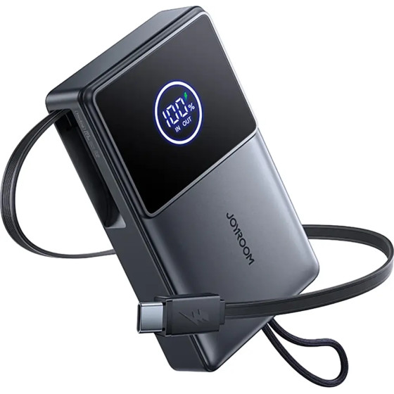 Joyroom 10000mAh 22.5W Powerbank With Built-In Retractable USB-C Cable - Black - (JR-PR1)