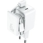 Joyroom 45W Gan Wall Charger With Cable Organizer - White - (JR-TCL05)