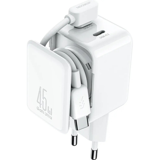Joyroom 45W Gan Wall Charger With Cable Organizer - White - (JR-TCL05)