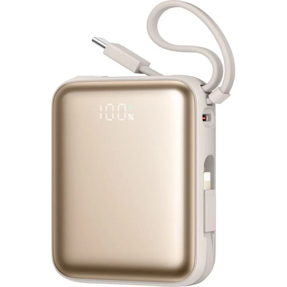 Joyroom JR-PBF27 22.5W 10000mAh Powerbank With Two Built-In Cables - Gold - (JR-PBF27_TITANIUM)