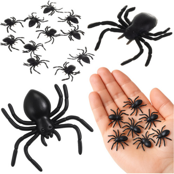 Ruhhy Plastic Spiders - Decoration - 10 Pcs 26028 - (18367-0)