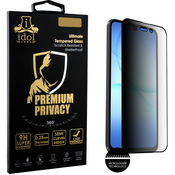 Idol 1991 Tempered Glass Samsung A17 4G A175/A17 5G A176 6.74'' 9H 0.25mm Premium Privacy Antispy Semi Curved Full Glue BLACK