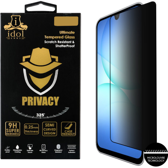 Idol 1991 Tempered Glass Samsung A17 4G A175/A17 5G A176 6.74'' 9H 0.25mm Privacy Antispy Semi Curved Full Glue BLACK