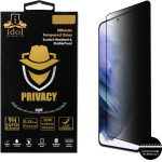 Idol 1991 Tempered Glass Samsung S21 5G G991 6.2'' 9H 0.25mm Privacy Antispy Semi Curved Full Glue Finger Unlock BLACK