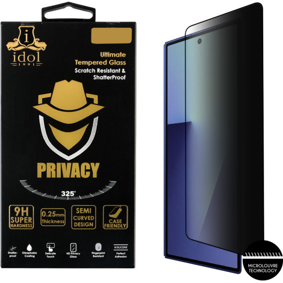 Idol 1991 Tempered Glass Samsung Z Fold 7 5G F966 6.8'' 9H 0.25mm Privacy Antispy Semi Curved Full Glue BLACK