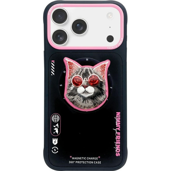Nimmy Case Glasses Cool Cat Magsafe For Iphone 17 Pro Black And Pink - (N-YJKM-CXZH-IP17-Pro-018)