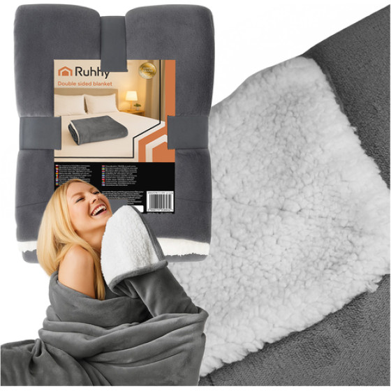 Ruhhy Double-Sided Blanket 150x200cm Dark Gray 26292 - (18338-0)