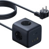 Baseus Enerfill FA11 67W Power Strip, USB-A + USB-C Cube + 3 x Eu Socket 1.5m - Black - (E00082100123-00)