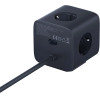 Baseus Enerfill FA11 67W Power Strip, USB-A + USB-C Cube + 3 x Eu Socket 1.5m - Black - (E00082100123-00)