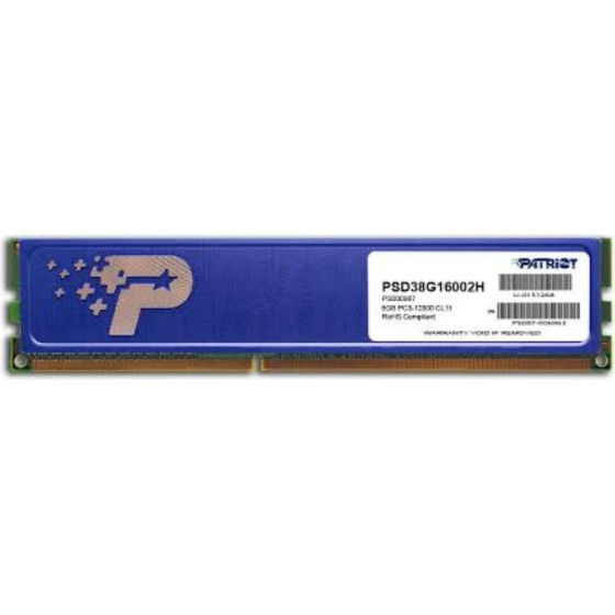Patriot DDR3 8GB PC3-12800 1600MHz Dimm Memory Module 1 x 8 Gb 1600 Mhz - (PSD38G16002H)