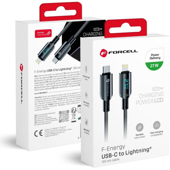 FORCELL F-Energy C276 Cable Type C To Type C Pd 3A 27W Digital 1,2 m black