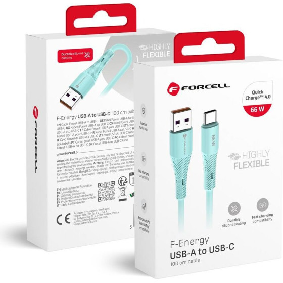 FORCELL F-Energy C342 Cable Usb A To Type C QC4.0 3A 66W Silicone 1 m blue
