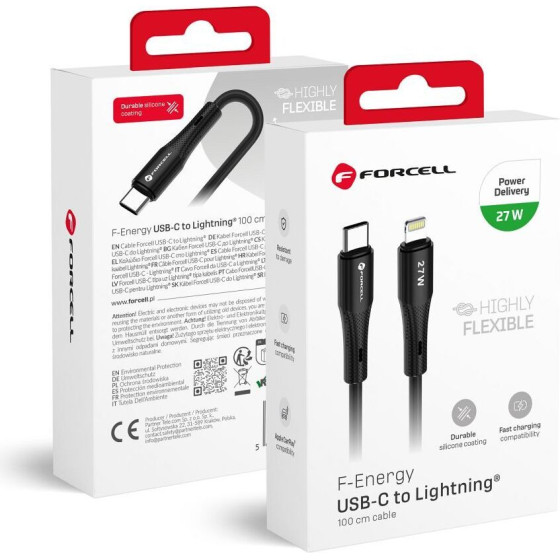 FORCELL F-Energy C346 Cable Type C To Lightning Pd 3A 27W Silicone 1 m black
