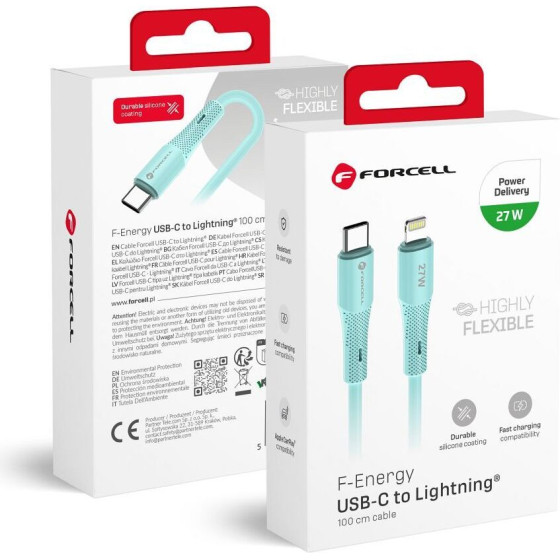 FORCELL F-Energy C346 Cable Type C To Lightning Pd 3A 27W Silicone 1 m blue