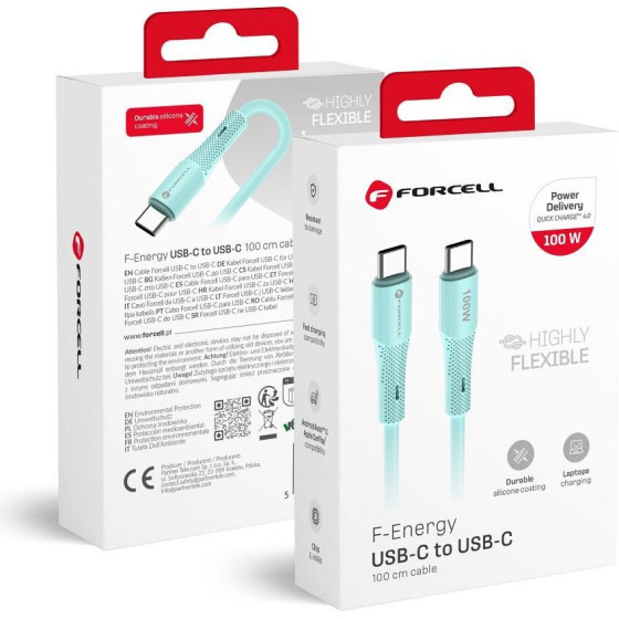 FORCELL F-Energy C347 Cable Type C To Type C QC4.0 Pd 5A 100W Silicone 1 m blue