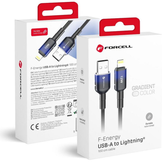 FORCELL F-Energy C353 Cable Usb A To Lightning 2,4A 12W Gradient 1 m black