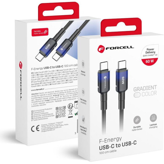 FORCELL F-Energy C354 Cable Type C To Type C QC4.0 Pd 3A 60W Gradient 1 m black
