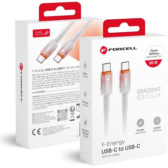 FORCELL F-Energy C354 Cable Type C To Type C QC4.0 Pd 3A 60W Gradient 1 m white