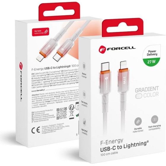 FORCELL F-Energy C356 Cable Type C To Lightning Pd 3A 27W Gradient 1 m white