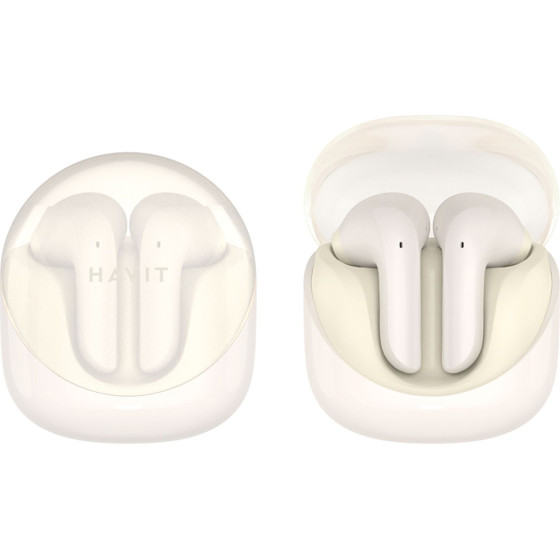 Havit - Wireless Earbuds Modern Buds (TW947) - For Gaming, With Microphone, Bluetooth 5.3, TWS, ENC, USB-C, 400mAh - Beige