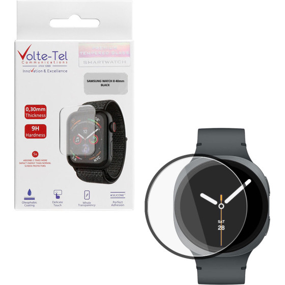 Volte-Tel Tempered Plexi Glass Samsung Watch 8 40mm 1.47'' 0.30mm Full Glue Full Cover BLACK
