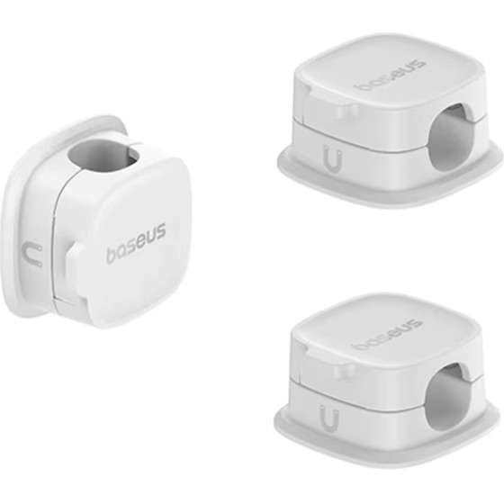 Baseus - Cable Organizer Lite Series Magnetic (B01331106211-00) - 3 Pack Pieces, 3M Adhesive - White