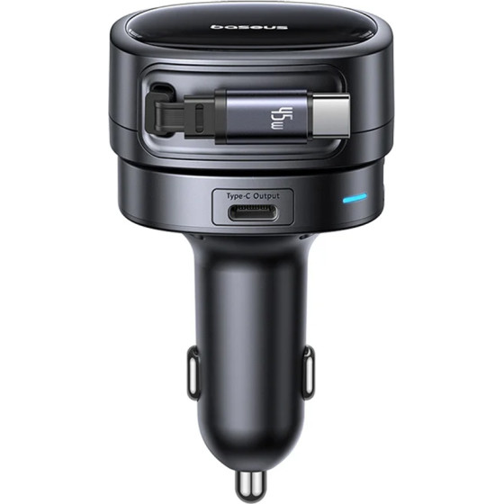 Baseus - Car Charger Primetrip VR1 - With Retractable Cable, 2 x Type-C, USB, 60W - Black - (C00069001121-00)