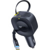 Baseus - Car Charger Primetrip VR2 (C0206400) - With Retractable Cable, 2 x Type-C, 30W - Black
