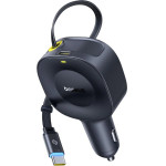 Baseus - Car Charger Primetrip VR2 (C0206400) - With Retractable Cable, 2 x Type-C, 30W - Black