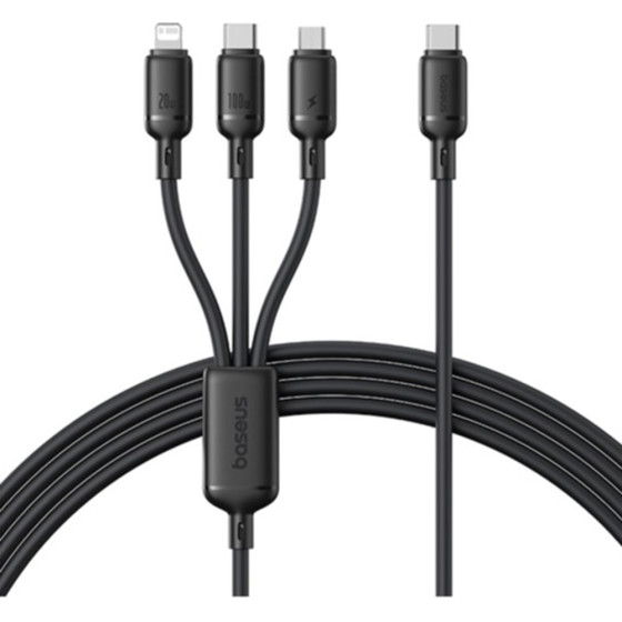 Baseus - Data Cable - Fast Charge, Usb To USB-C, Lightning, Micro-USB, 100W, 480Mbps, 1.5m - Black - (P10377705123-00)