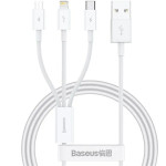 Baseus - Data Cable - Fast Charge, Usb To USB-C, Lightning, Micro-USB, 100W, 480Mbps, 1.5m - White - (P10377705213-00)