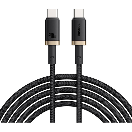 Baseus - Data Cable Dura Series - For MacBook, Fast Charging, Type-C, Pd 240W, 480Mbps, 1m - Gold / Black - (P10377803U03-00)