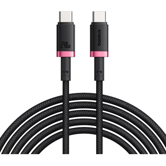 Baseus - Data Cable Dura Series - For MacBook, Fast Charging, Type-C, Pd 240W, 480Mbps, 1m - Red / Black - (P10377803U03-01)