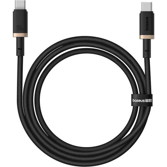 Baseus - Data Cable Dura Series - For MacBook, Type-C, Fast Charge, Pd 100W, 480Mbps, 1m - Gold / Black - (P10377803U01-00)