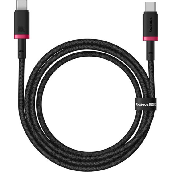 Baseus - Data Cable Dura Series - For MacBook, Type-C, Fast Charge, Pd 100W, 480Mbps, 1m - Red / Black - (P10377803U01-01)