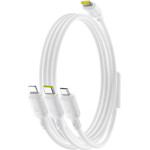 Baseus - Data Cable Silky - Fast Charge, Type-C To Micro-USB, Lightning, USB-C, 100W, 1.5m - Moon White - (P10377706213-00)