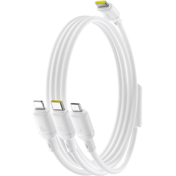 Baseus - Data Cable Silky - Fast Charge, Type-C To Micro-USB, Lightning, USB-C, 100W, 1.5m - Moon White - (P10377706213-00)