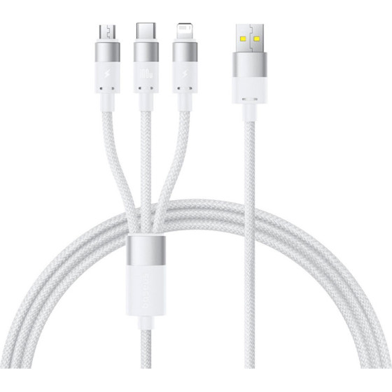 Baseus - Data Cable Starspeed - Fast Charging, Usb To Micro-USB, Type-C, Lightning, 100W, 1.5m - White - (P10319900211-00)