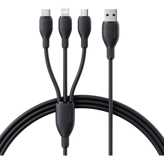 Baseus - Data Cable Ultra-Fast - Fast Charging, Usb To Micro-USB, Lightning, USB-C, 3.5A, 1.3m - Black - (P10376303121-00)