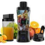 Techsuit - Portable Blender Nutrixgo (BP1) - With Type-C Cable, Rechargeable, 700ml, 20000rpm, 6000mAh - Black - (nutriXGo; BP1)